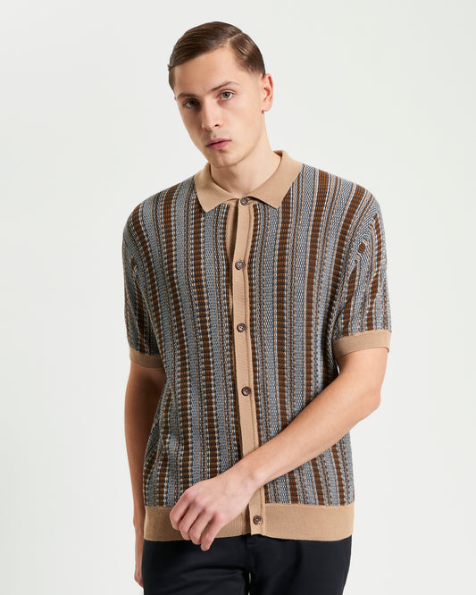 Textured Stripe knitted shirt B1012372
