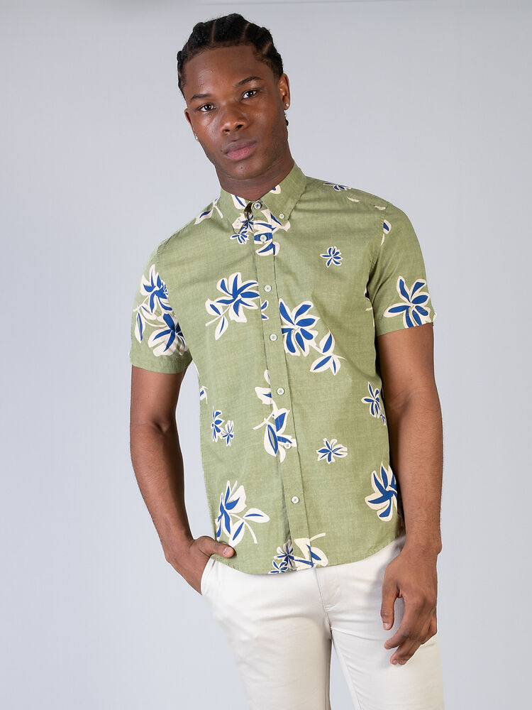Blue Floral S/S Mod Shirt