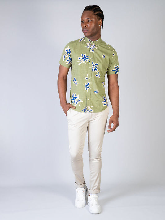 Blue Floral S/S Mod Shirt