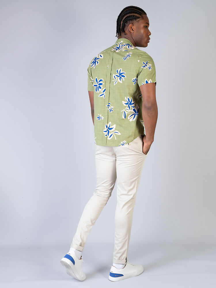Blue Floral S/S Mod Shirt