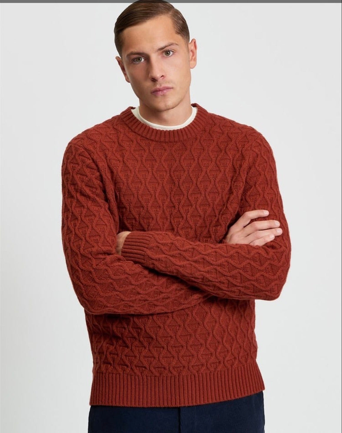ben Sherman Cable texture crew